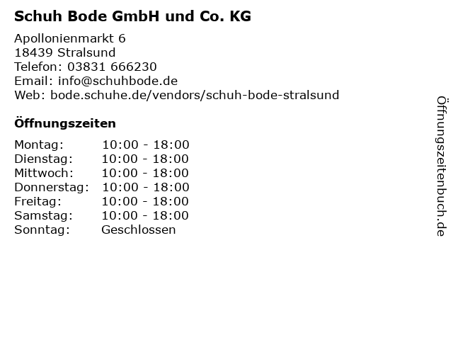 ᐅ Öffnungszeiten „Schuh Bode GmbH und Co. KG Damenschuhe Schuh Bode